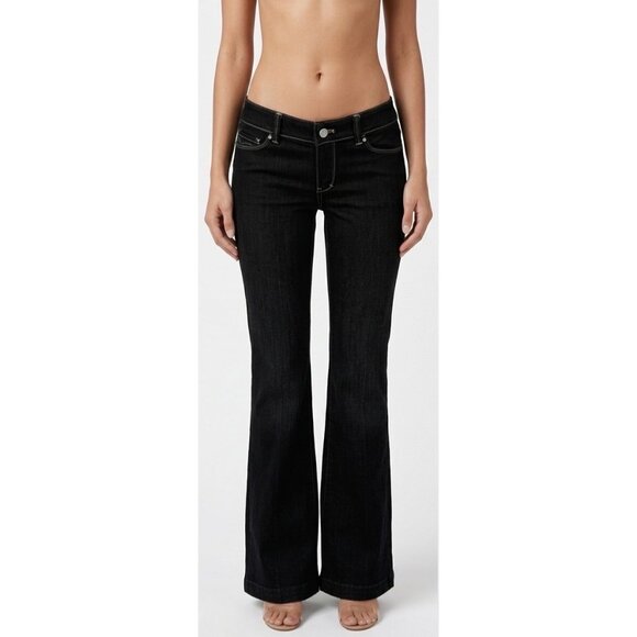 White House Black Market Denim - NWT White House Black Market Black Rhinestone Flare Jeans 4 | Indie Sleaze Retro